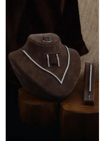 Eftalya Bayan Gümüş Su Yolu Set - Kolye, Bileklik, Küpe, Yüzük