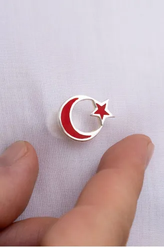 Mineli Türk Bayrağı Gümüş Rozet