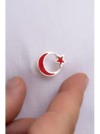 Mineli Türk Bayrağı Gümüş Rozet