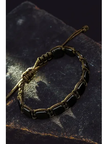 Erkek Kadın Doğal Taş Bileklik - Siyah Hematit Doğal Taşlı Yeşil Makrome Model 2 Unisex Bileklik Erkek Kadın Doğal Taş Bileklik - Siyah Hematit Doğal Taşlı Yeşil Makrome Model 2 Unisex Bileklik