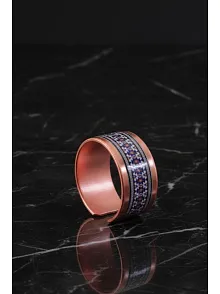 Kadın Bakır Yüzük - Formacha Model Özel Baskı Metal Kutu Ve Kuvars Taşı