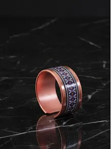 Kadın Bakır Yüzük - Formacha Model Özel Baskı Metal Kutu Ve Kuvars Taşı