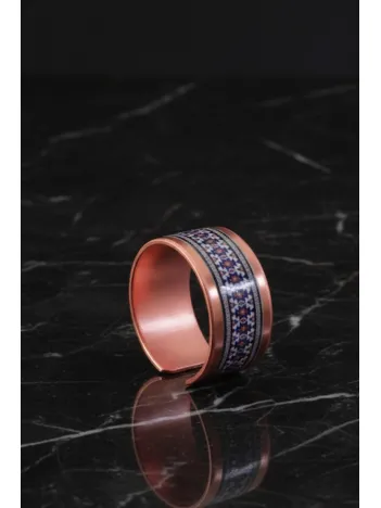 Kadın Bakır Yüzük - Formacha Model Özel Baskı Metal Kutu Ve Kuvars Taşı