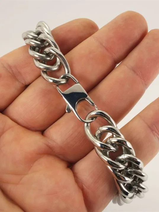 14mm Gurmet Erkek Çelik Bileklik Künye Orta Kalınlıkta