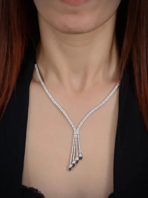 Hera Bayan Zirkon Taşlı Gümüş Su Yolu Set - Kolye, Bileklik, Küpe, Yüzük