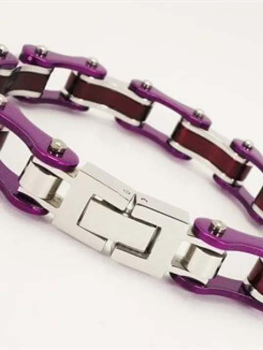 Bisiklet Motosiklet Zinciri Erkek Bayan Çelik Bileklik Mor Bordo Bisiklet Motosiklet Zinciri Erkek Bayan Çelik Bileklik Mor Bordo