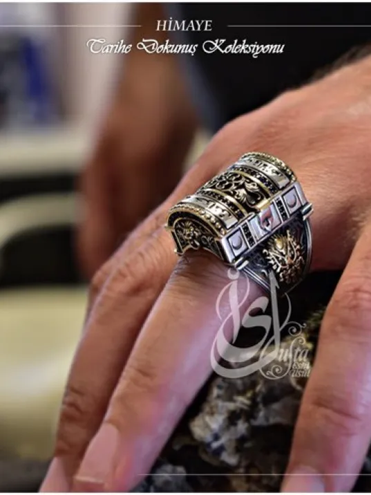 İslam Usta Tasarımı Himaye Gümüş Erkek Yüzük