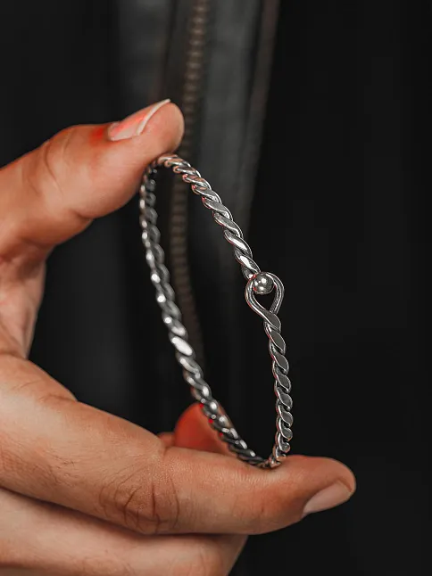 Erkek Gümüş Bileklik - El Yapımı Oksitli Gümüş Zahir Erkek Bileklik Kelepçe