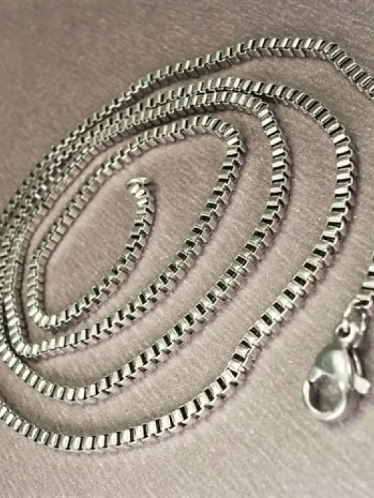 316L Paslanmaz Çelik Erkek Kolye Zincir 2mm İnce Kutu Model