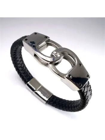 Ottoman Kelepçe Model Deri Çelik Erkek Bileklik