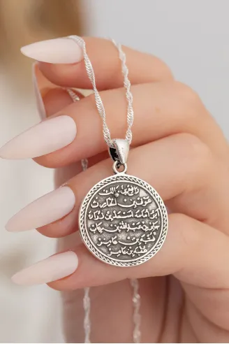 Nazar Duası Kıtmir Bayan Gümüş Kolye Zincir