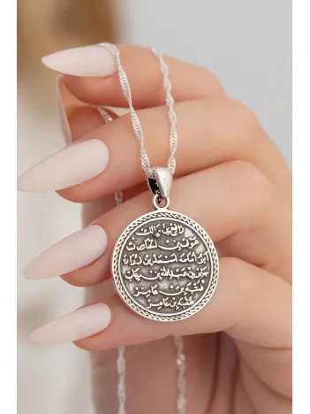 Nazar Duası Kıtmir Bayan Gümüş Kolye Zincir