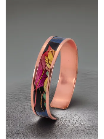 Kadın Bakır Bileklik - Elisa Model Özel Baskı Metal Kutu Ve Doğal Taşlar