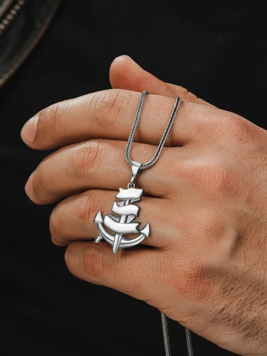 Erkek Gümüş Kolye - Çapa Figürlü Tilki Kuyruğu Zincir Erkek Kolye Erkek Gümüş Kolye - Çapa Figürlü Tilki Kuyruğu Zincir Erkek Kolye