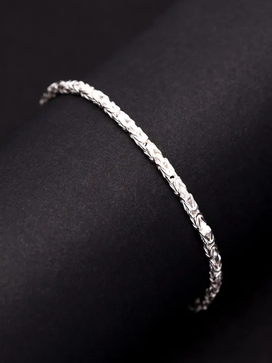 Parlak Kare Kral 3.5 mm Erkek Gümüş Bileklik Parlak Kare Kral 3.5 mm Erkek Gümüş Bileklik