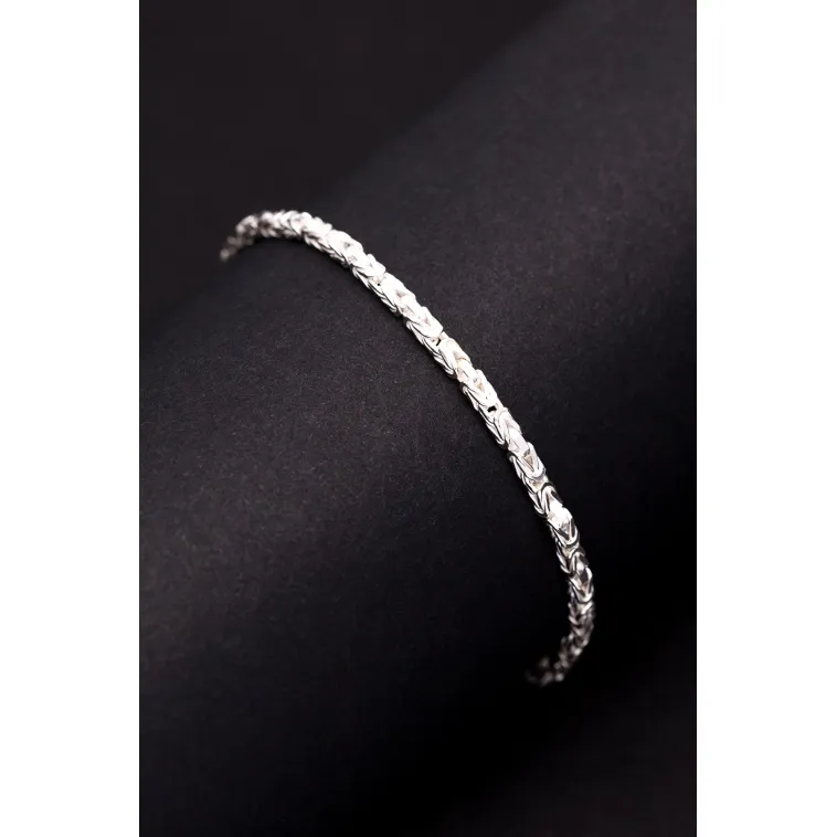 Parlak Kare Kral 3.5 mm Erkek Gümüş Bileklik Parlak Kare Kral 3.5 mm Erkek Gümüş Bileklik