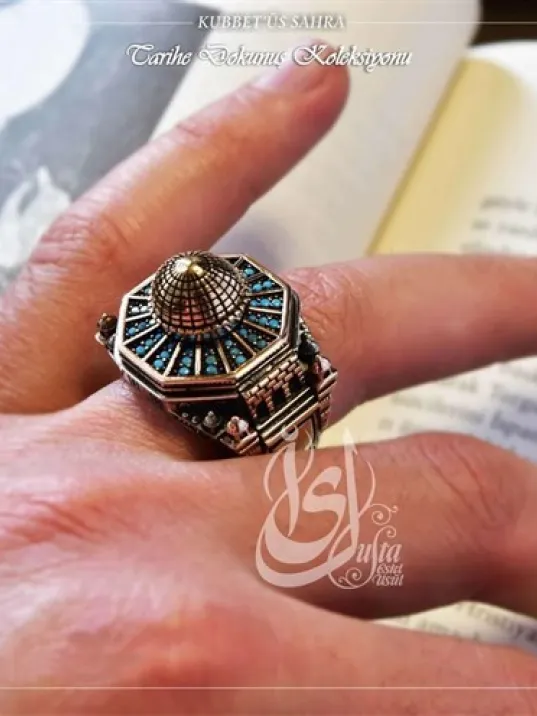 İslam Usta Tasarımı Kubbetüs Sahra Gümüş Erkek Yüzük