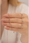 Kadın Gümüş Kolye - Aquamarin Damla Model Taşlı Rose Kadın Gümüş Kolye Gkltsklym4d-ros