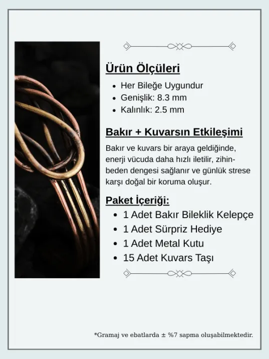 Kadın Bakır Bileklik - Hatice Model Kadın Bakır Kelepçe Bileklik Bilezik