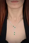 Melodi Bayan Zümrüt Taşlı Gümüş Su Yolu Set - Kolye, Bileklik, Küpe, Yüzük