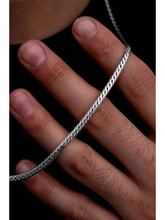 Erkek Gümüş Kolye - İnce İtalyan Bombeli Zincir Gümüş Kolye Erkek Gümüş Kolye - İnce İtalyan Bombeli Zincir Gümüş Kolye