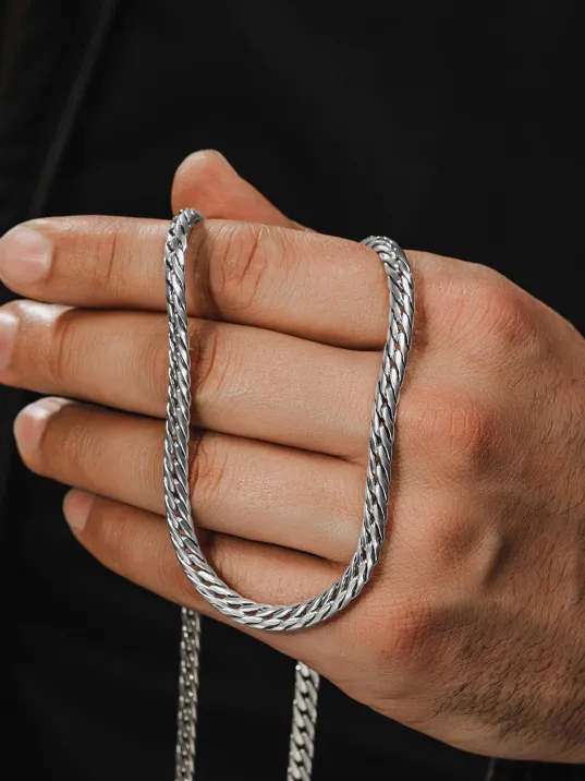 Erkek Gümüş Kolye - Kalın İtalyan Bombeli Zincir Gümüş Kolye