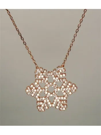 Gümüş Büyük Boy Bayan Kar Tanesi Kolye