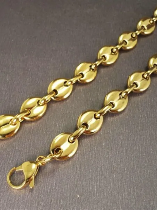 Gemici İnce Model Çelik Erkek Kolye Zincir Altın Kaplama