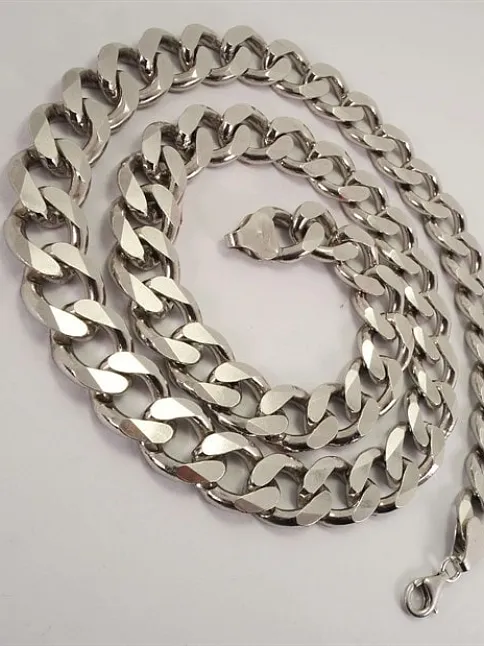 Devasa Kalın Gurmet Gümüş Erkek Kolye Zincir Özel Üretim 183,5gr Rodyumlu Model