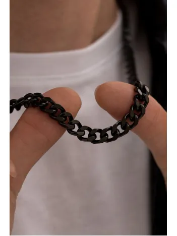 Siyah Çelik Gurmet Erkek Kolye Zincir CKLSYHGURMT