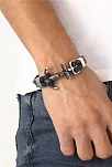 Unisex Çelik Ve Deri Bilekli Halat Çapa Figürlü
