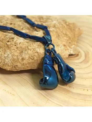 Piano Lacivert Çift Boks Eldiveni Çelik Erkek Kolye Zincir CKLMAVCBKOS