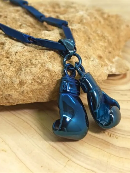 Piano Lacivert Çift Boks Eldiveni Çelik Erkek Kolye Zincir CKLMAVCBKOS