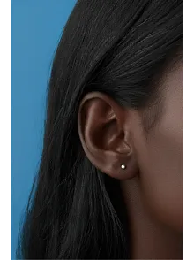 Kadın Gümüş Küpe - 2 mm 925 Ayar Gümüş Top Küpe