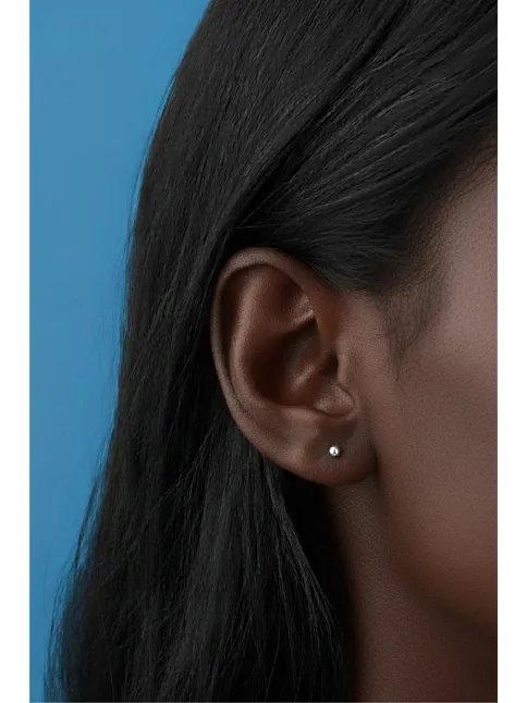 Kadın Gümüş Küpe - 2 mm 925 Ayar Gümüş Top Küpe