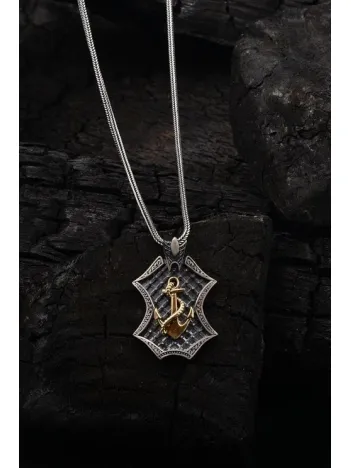 Çapa Figürlü Erkek Bayan Gümüş Kolye Zincir GKLYZKHNCPA-GMS