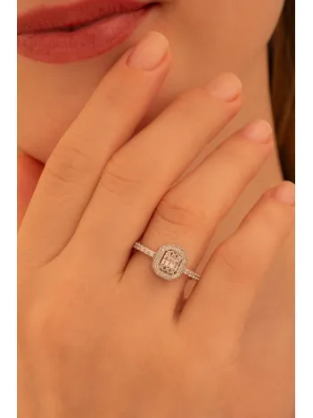 Kadın Gümüş Yüzük - Nevrez Baget Taşlı Zirkon Süslemeli Kadın Yüzük