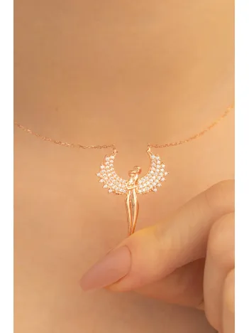 Kadın Gümüş Kolye - Sevgili Heykel Model Melek Kanatlı 925 Ayar Gümüş Kolye Gklheykelml-gms