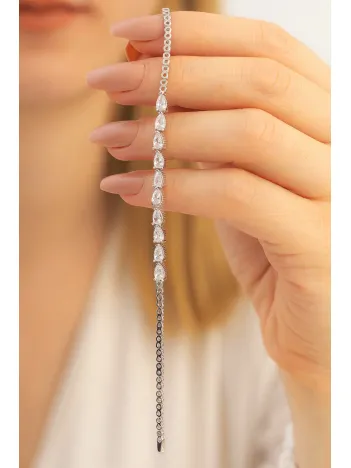 Füreyya Zirkon Taşlı Su Yolu Bayan Gümüş Bileklik