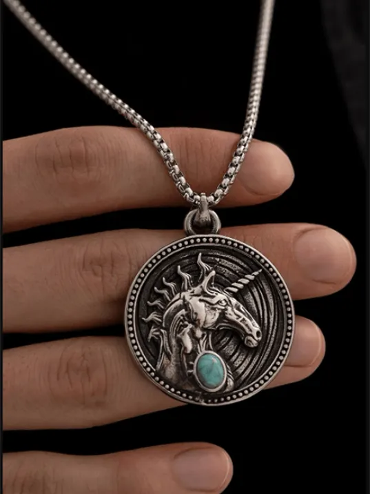 Unicorn Tek Boynuzlu At - Erkek Kolye - Unicorn Figürlü Erkek Çelik Kolye - 316 L Paslanmaz Çelik Unicorn Tek Boynuzlu At - Erkek Kolye - Unicorn Figürlü Erkek Çelik Kolye - 316 L Paslanmaz Çelik