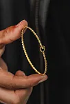 Erkek Gümüş Bileklik - El Yapımı İnce Altın Kaplama (Kararmaz) Zahir Erkek Bileklik Kelepçe