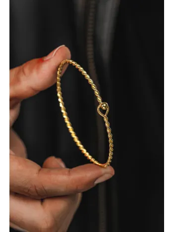 Erkek Gümüş Bileklik - El Yapımı İnce Altın Kaplama (Kararmaz) Zahir Erkek Bileklik Kelepçe