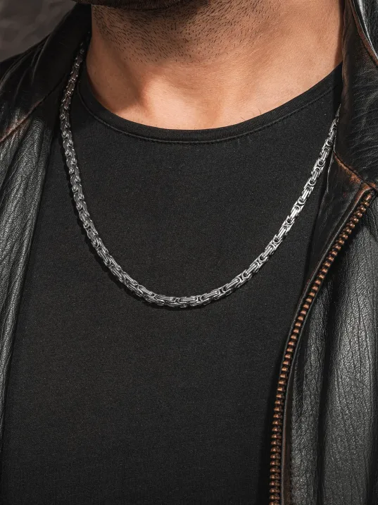 Erkek Çelik Kral Zincir Kolye İnce Model 4,5mm