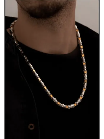 Erkek Gold Gri Boru Model Gerçek Çelik Kolye - 316 L Ithal Paslanmaz Dayanıklı Çelik Kolye Erkek Gold Gri Boru Model Gerçek Çelik Kolye - 316 L Ithal Paslanmaz Dayanıklı Çelik Kolye