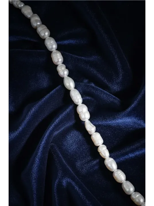 Gerçek Dizi İnci - Arpa 4mm Doğal Beyaz Yanar Dönerli Tatlısu Yuvarlak İnci Takı Yapım Malzemesi