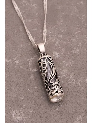 Kadın Gümüş Kolye - Gümüş Zülfikar İşlemeli Muska Cevşen Kadın Kolye