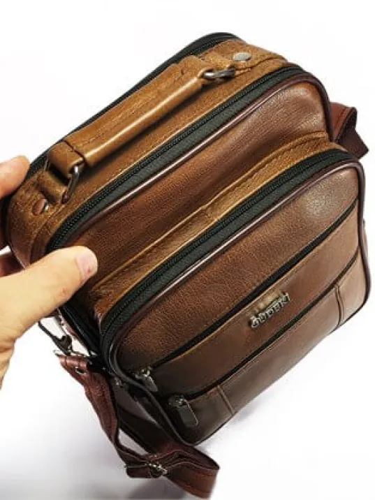 Güderi Marka Taba Renk Hakiki Deri Erkek Deri Çanta Çelik Kasalı Büyük Boy