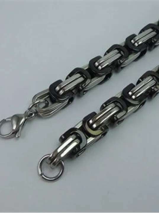 Erkek Çelik Kral Zincir Kolye 5,5mm Kalın Çift Tırnak