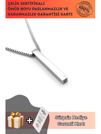 Blok Modeli Erkek Çelik Kolye Zincir CKLBLOKKARE-BYZ