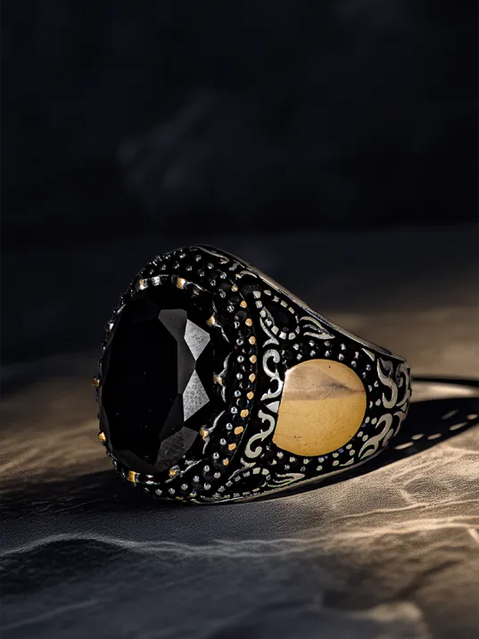 Erkek Siyah Zirkon Taşlı Harf Yazılabilir Model 925 Ayar Gümüş Yüzük Erkek Siyah Zirkon Taşlı Harf Yazılabilir Model 925 Ayar Gümüş Yüzük